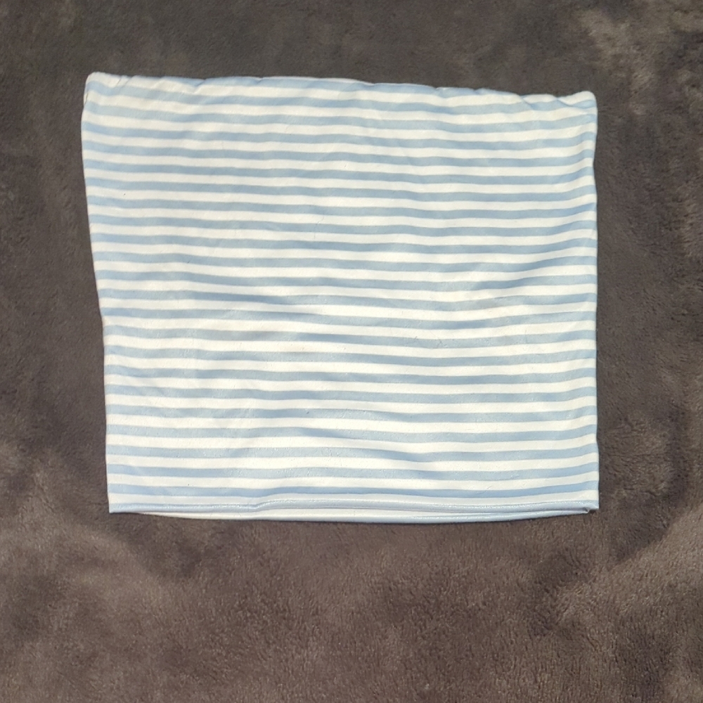 Blue and White Striped Tube Top